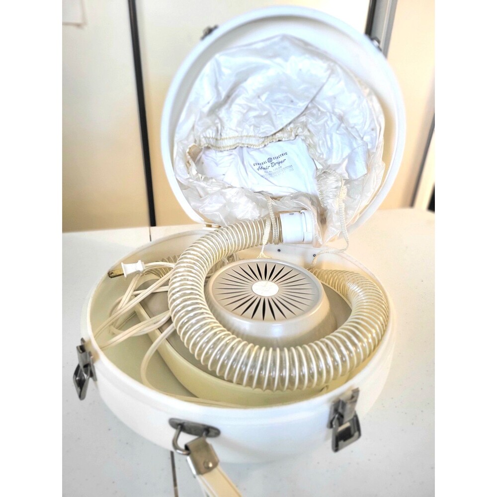 Vintage GE General Electric Deluxe Portable Bonnet Hair Nail Dryer Combo
